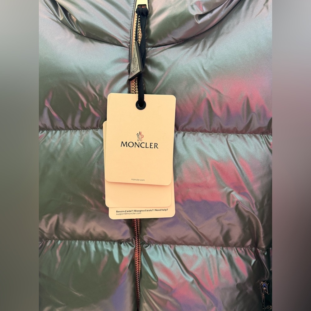 NWT Moncler Frasne Short Down Jacket - 700 Iridescent Blue - Picture 6 of 16